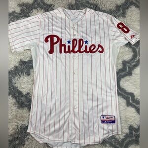 Authentic  Victorino Philadelphia Phillies White Pinstripe Jersey Majestic  44